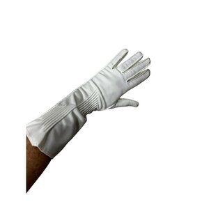 Vintage long white gloves with vertical decorative stitching NOS New old stock S